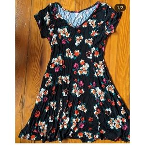 Stretchy Skater Dress with Flowers